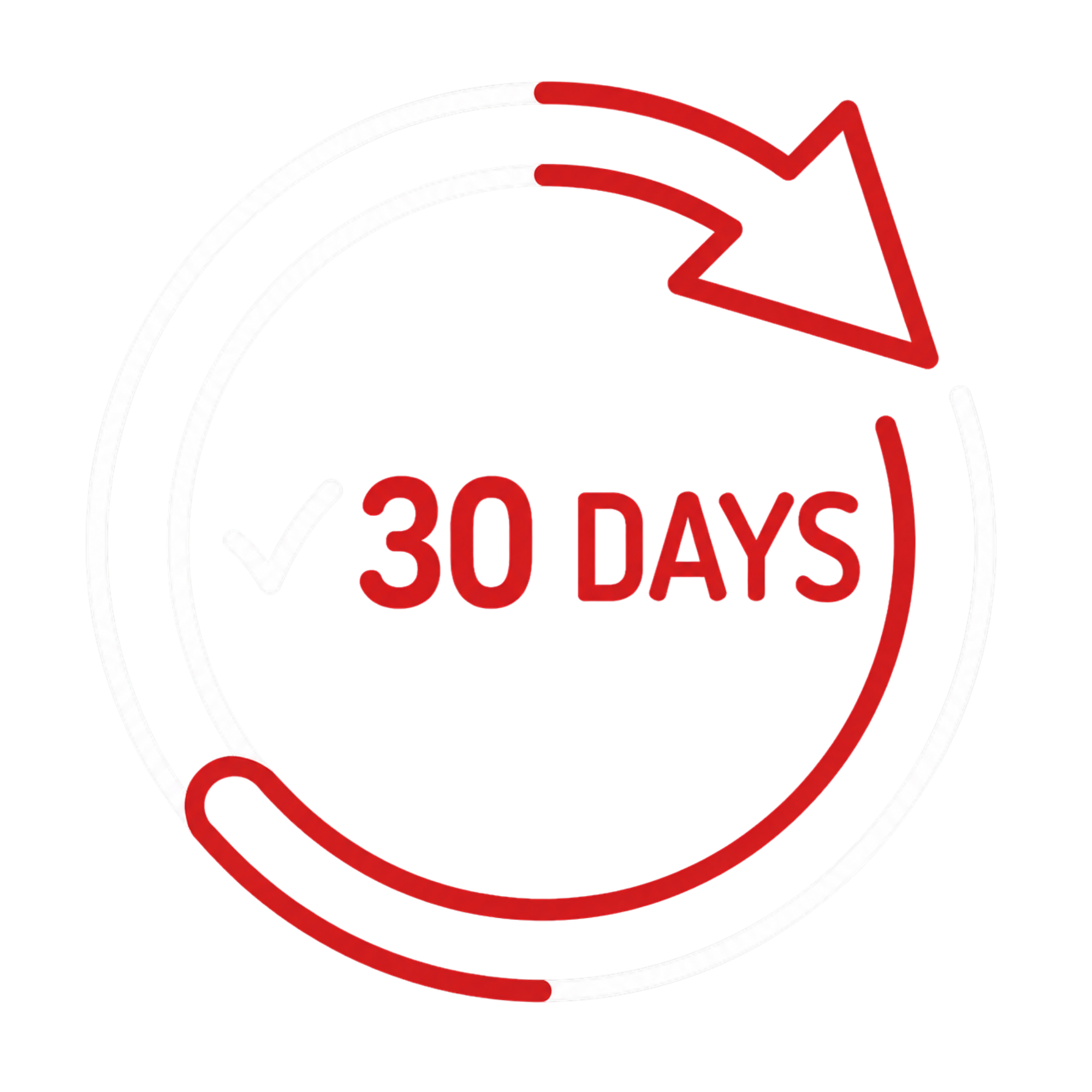 Pet Luvly 30-day money-back guarantee icon with circular return arrow and checkmark